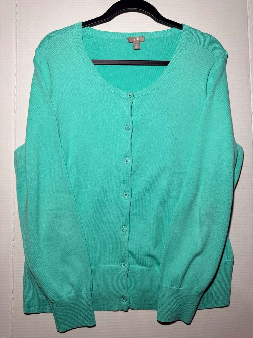 J.Jill Cardigan Sweater Size L Green Stretch